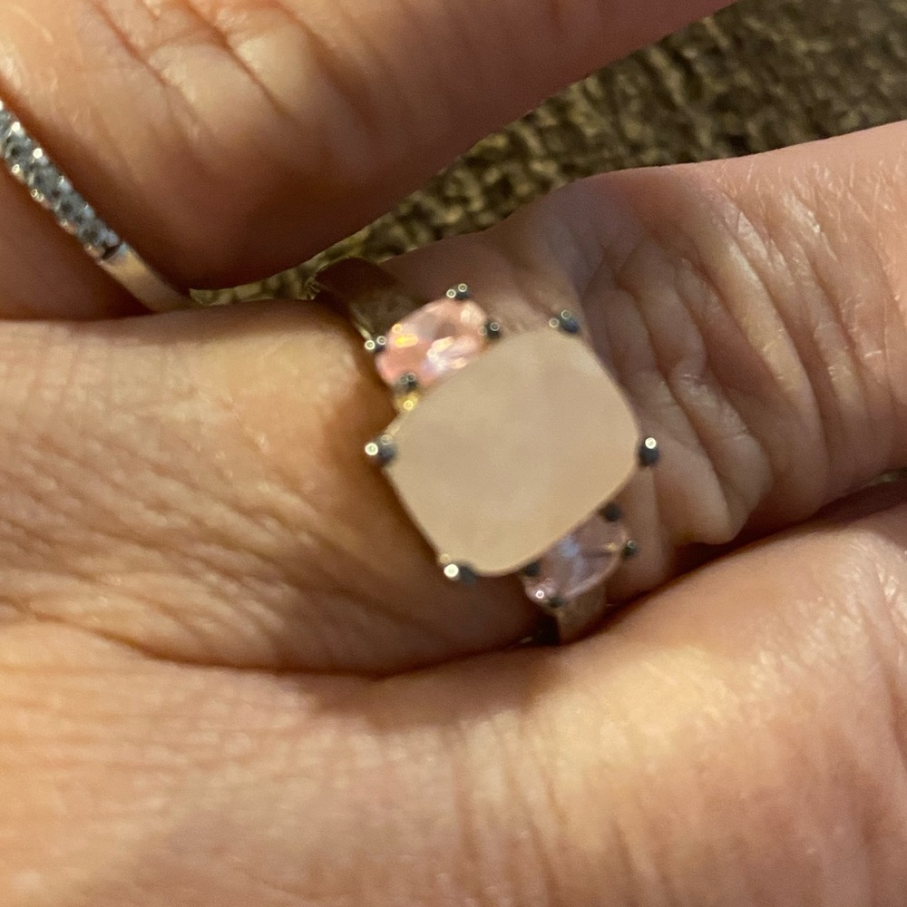 VTG 925 10 NV Sterling Silver Avon Rose Quartz And Pink CZ size 10 - Picture 2 of 6
